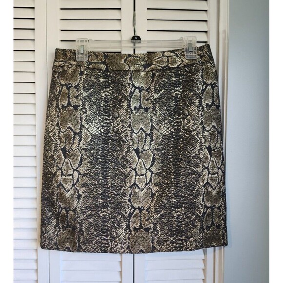 Worthington Snakeskin Mini Skirt Size 4 Metallic Animal Print Lined - Picture 1 of 7
